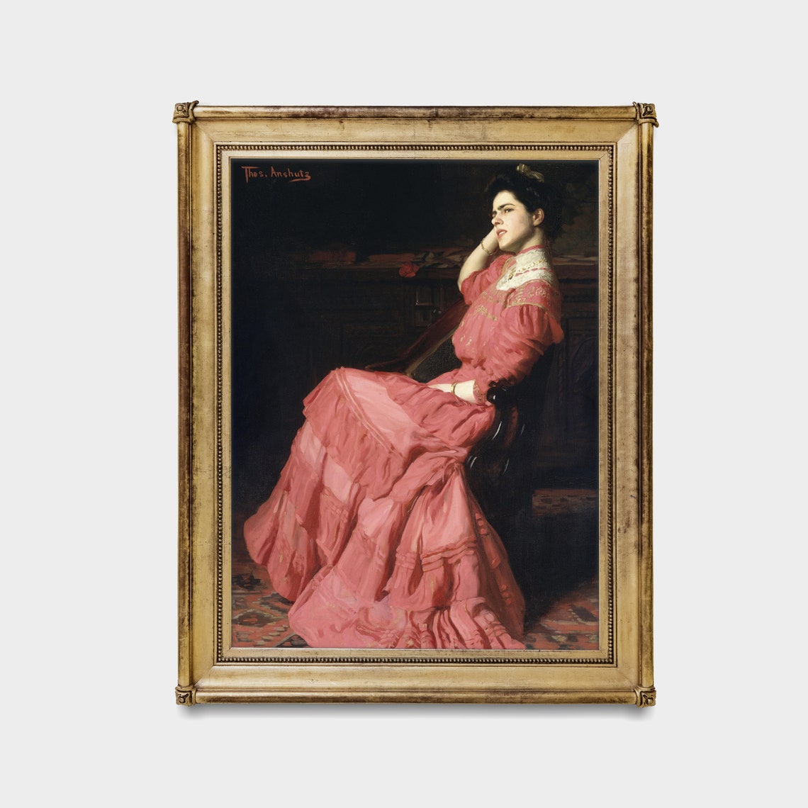 Vintage Portrait Painting Antique Woman Portrait Victorian Lady Wall Art Moody Painting Fine Art - Image 3