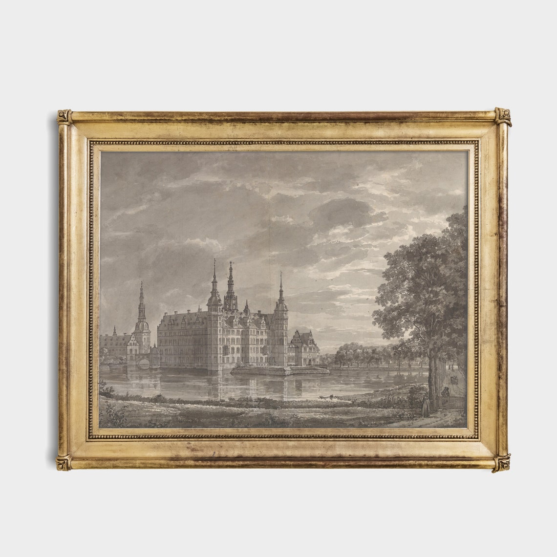 Vintage Sketch Drawing Antique Architecture Rustic Fine Print Neutral Artwork Wall Art Farmhouse Decor - Image 3