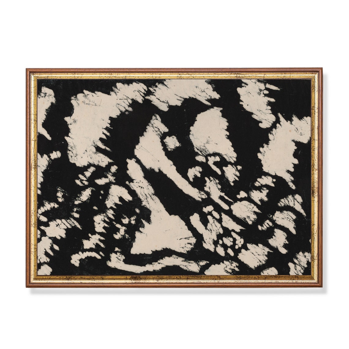 Black and Ivory Batik Pattern Abstract Decorative Art Print Design