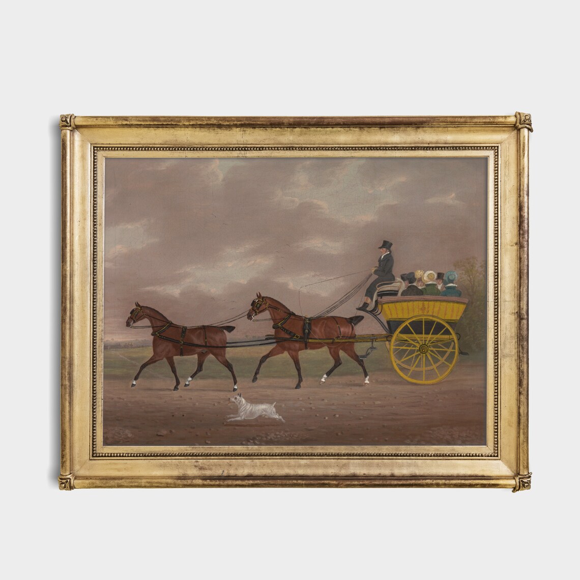 Yellow Carriage With a Pair of Bay Horses Vintage Driving Poster - Image 4