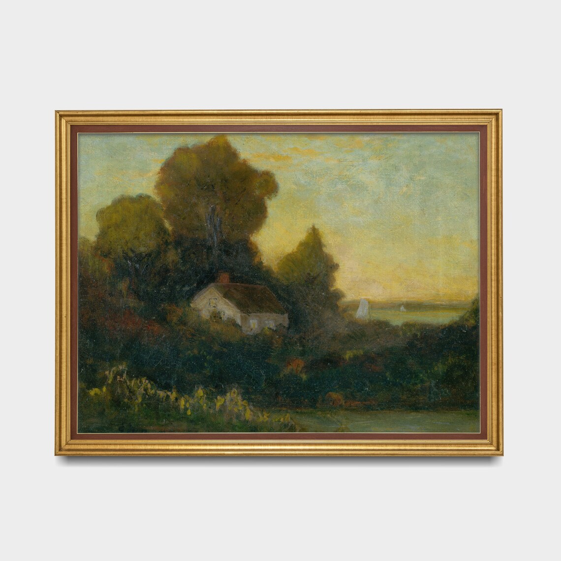 Country House Glowing at Sunset Among Golden Trees Landscape Poster - Image 4