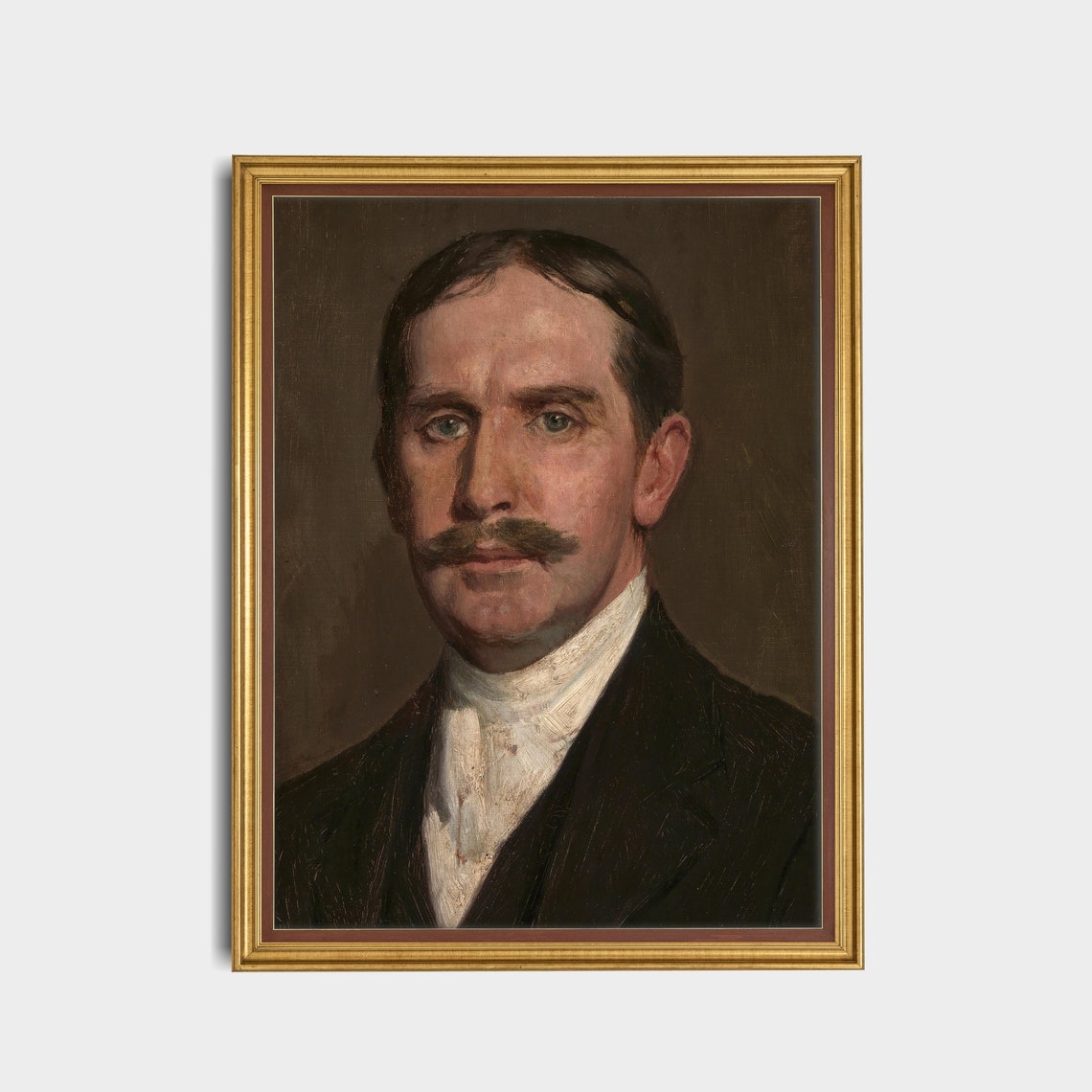 Victorian Gentleman With a Mustache in a Dark Coat Portrait Print - Image 3