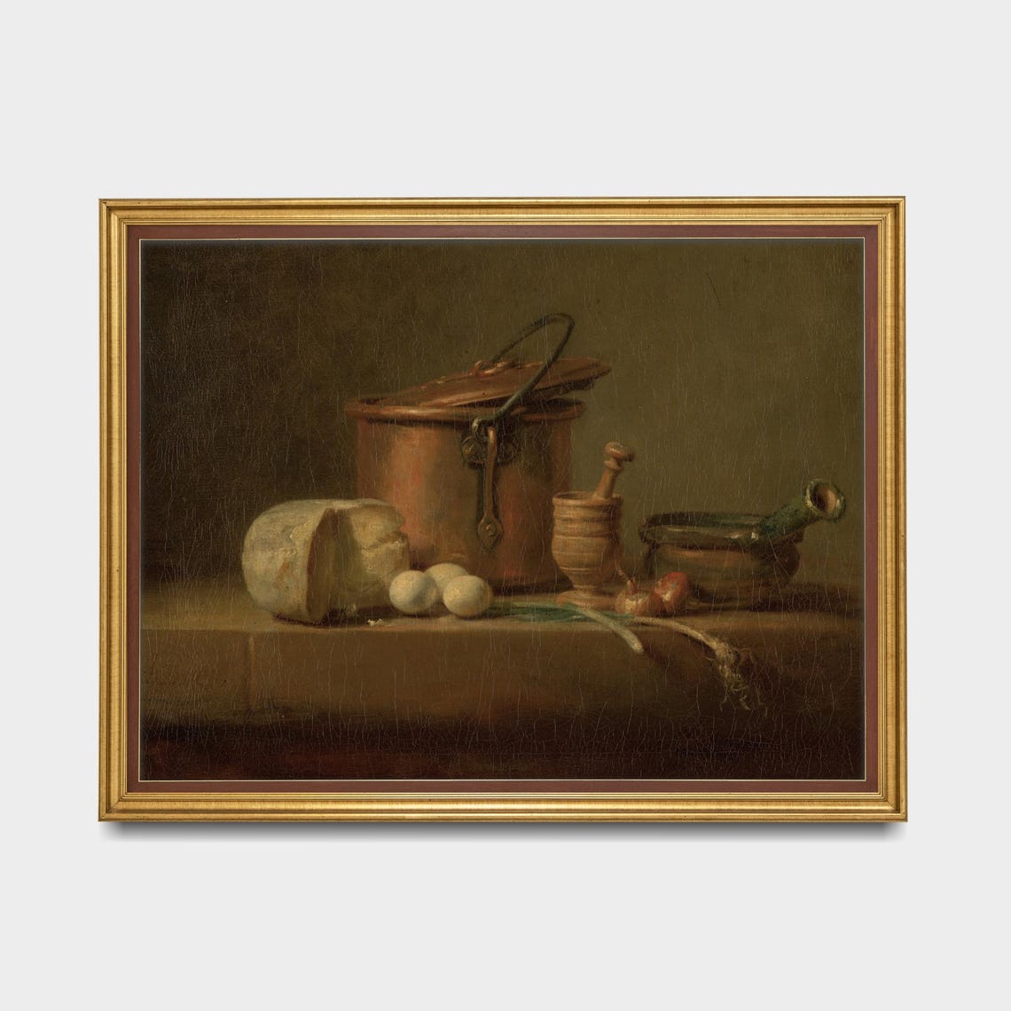 French Kitchen Still Life Copper Pot Bread Eggs Chardin Style Poster - Image 5