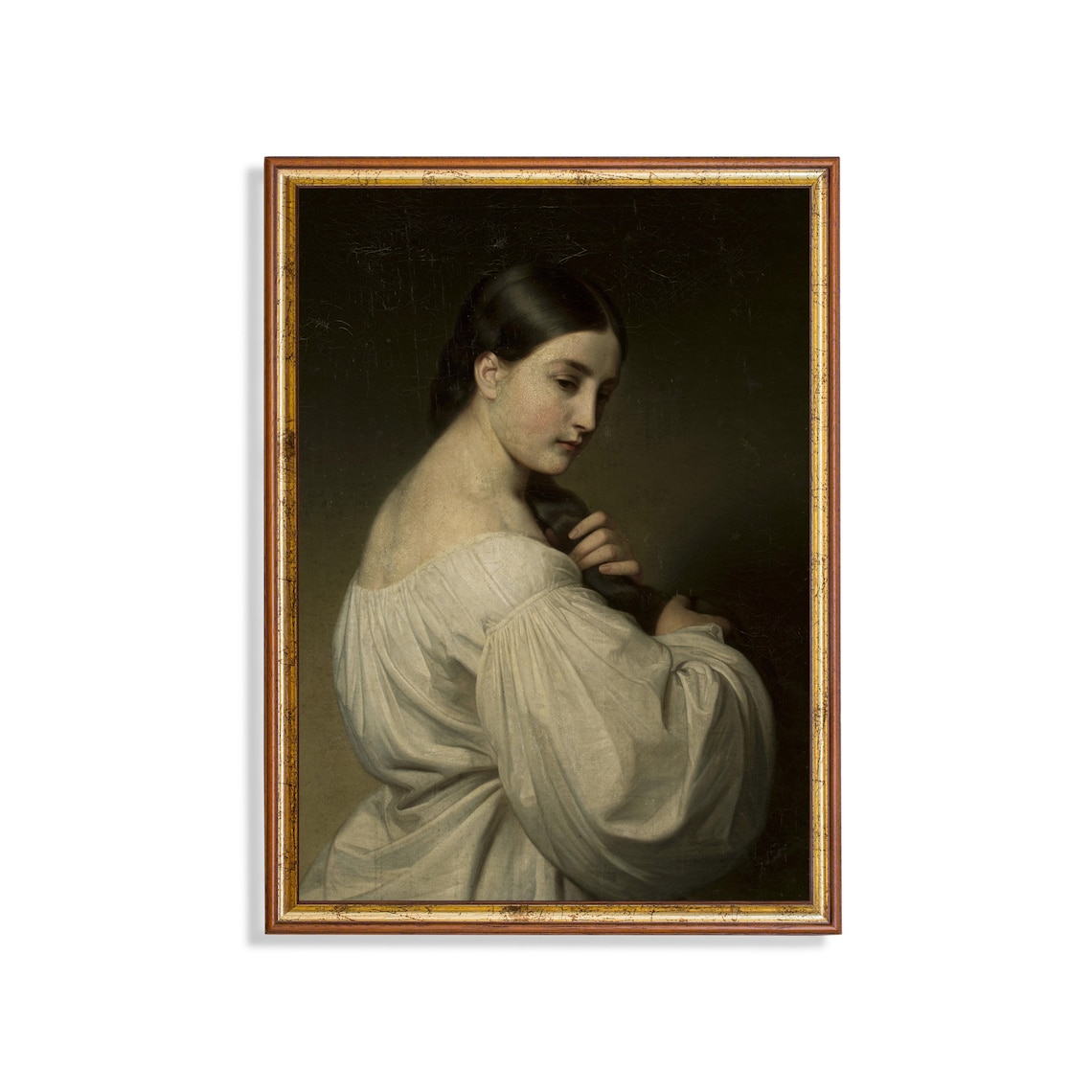 Vintage Portrait of a Young Woman, Antique Art Print