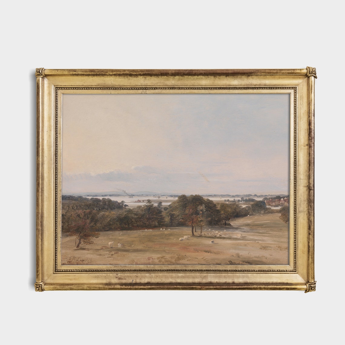 Antique English River Valley Landscape With Sheep Grazing Poster - Image 3