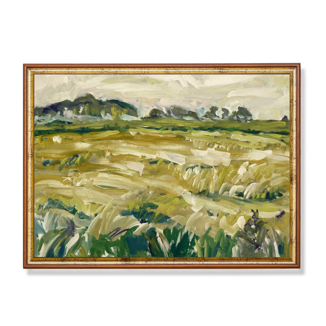 Vintage Landscape Painting Antique Country Landscape Oil Painting Fine Print Wall Art Farmhouse Decor