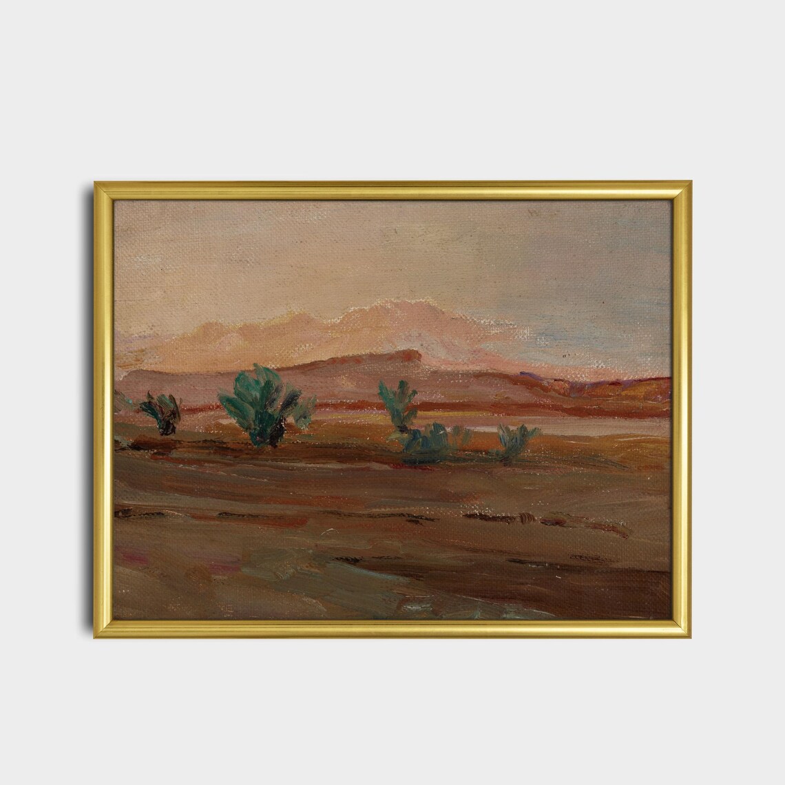 Warm Desert Landscape At Sunset With Mesas Vintage Oil Painting Poster - Image 2