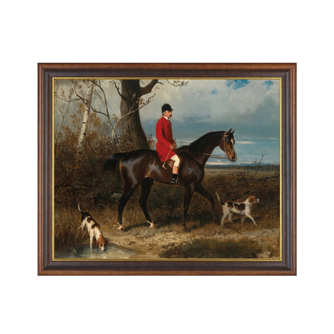 Horseman With Hounds Vintage Equestrian Art Print