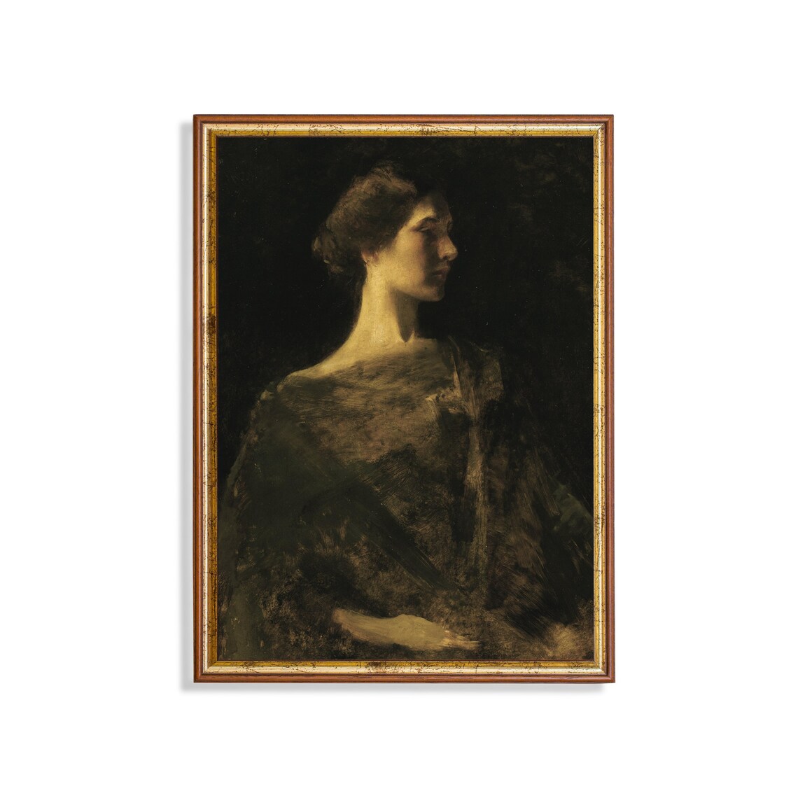 Vintage Woman Portrait, Antique Oil-Painting Style Art Print