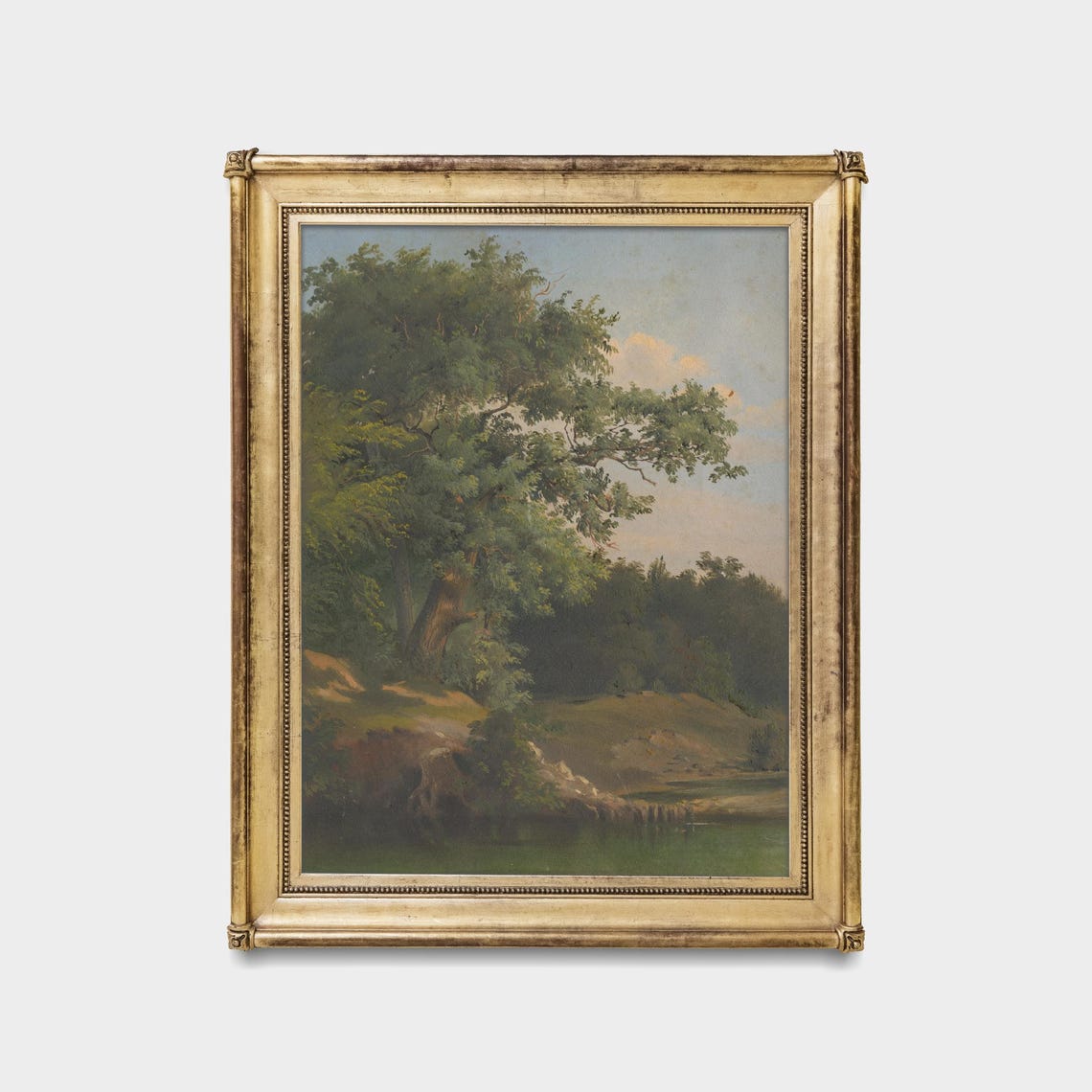 Majestic Old Oak Tree by a Quiet River Vintage Riverside Scene Poster - Image 5