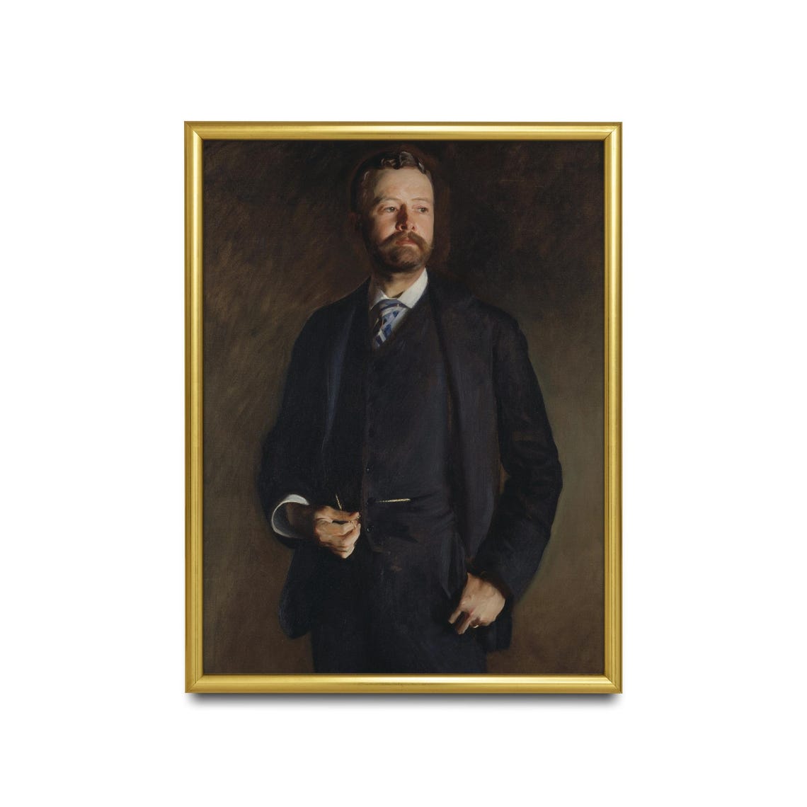Standing Gentleman with Beard in a Dark Suit Vintage Portrait Poster - Image 2