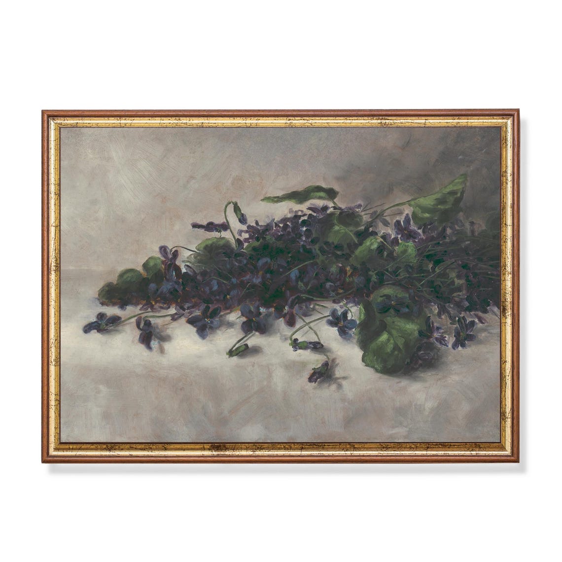 Vintage Purple Violets Still Life Antique Floral Painting Poster