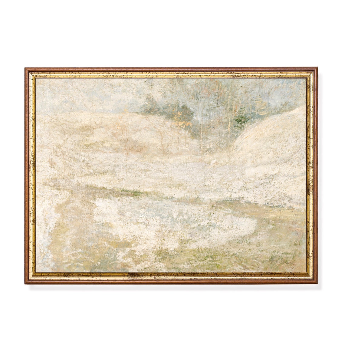 Pale Hazy Riverscape Soft Tones Vintage Impressionist Landscape Poster