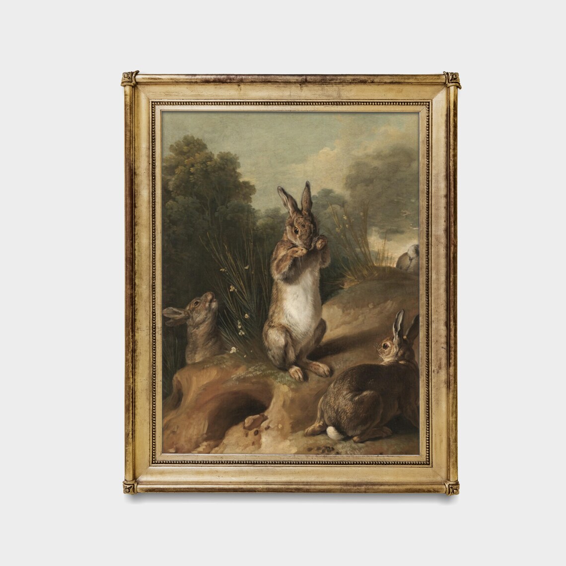 Vintage Rabbit Painting, Rustic Farmhouse Animal Art - Image 2