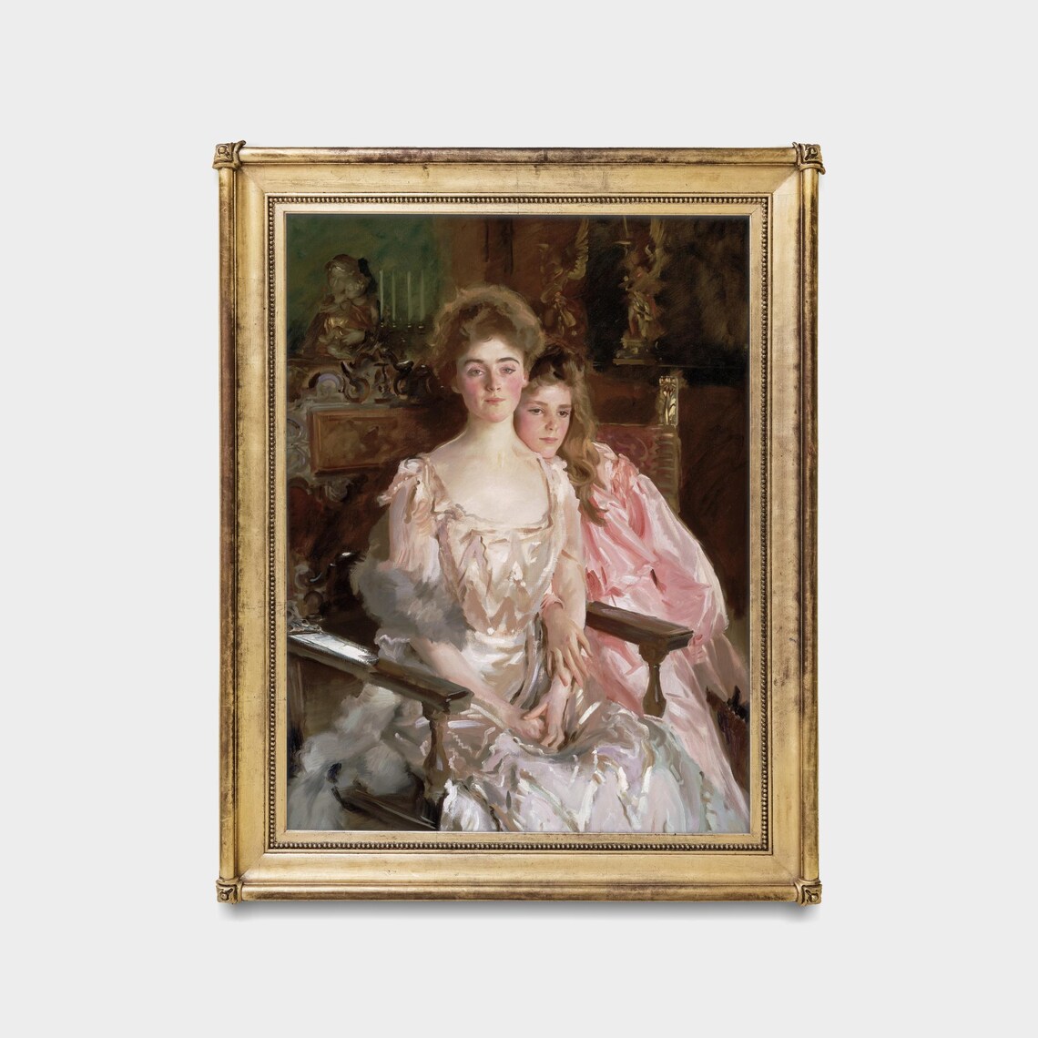 Printed And Shipped Vintage Portrait Painting Antique Woman Portrait Mother And Her Daughter Victorian Fine Print Physical Prints - Image 5