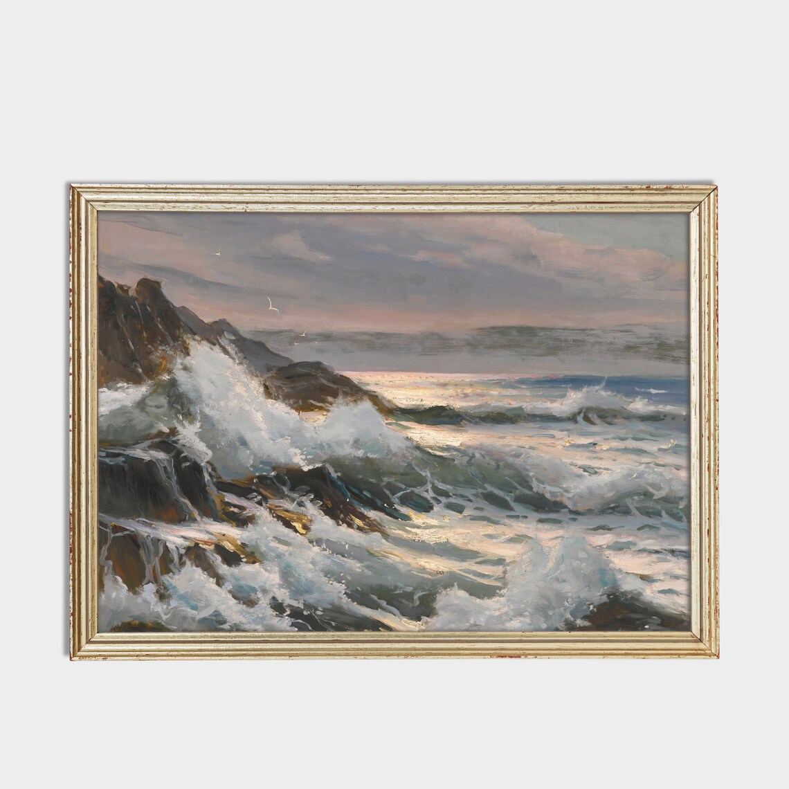 Vintage Seascape Painting, Coastal Art Print - Image 2