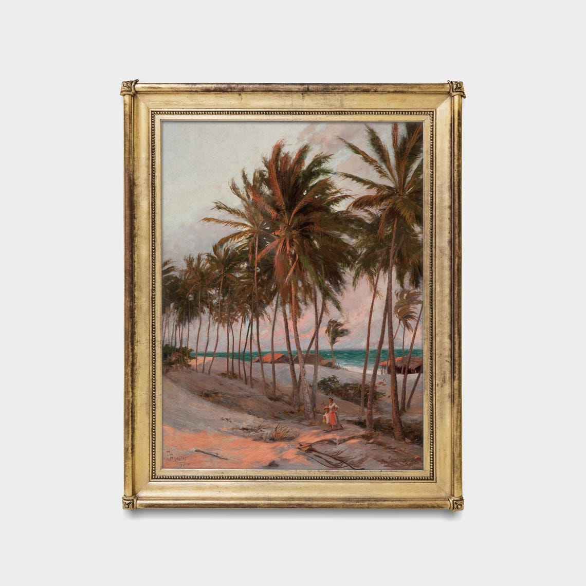 Tropical Palm Trees on Beach at Sunset Vintage Coastal Poster - Image 5