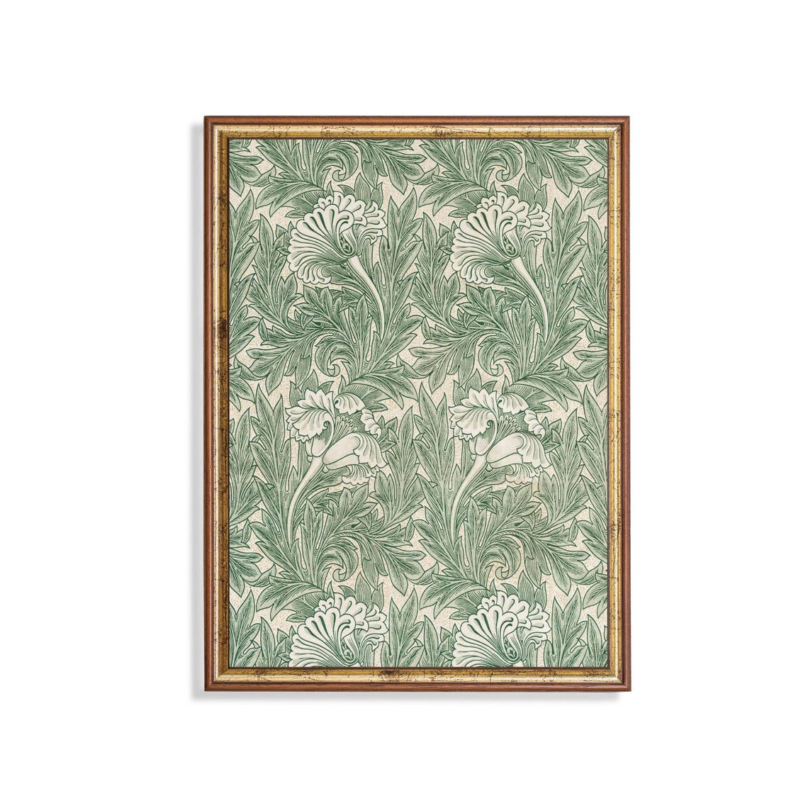 Sage Green Tulip Botanical Tapestry Pattern Arts Crafts Art Poster - Image 5