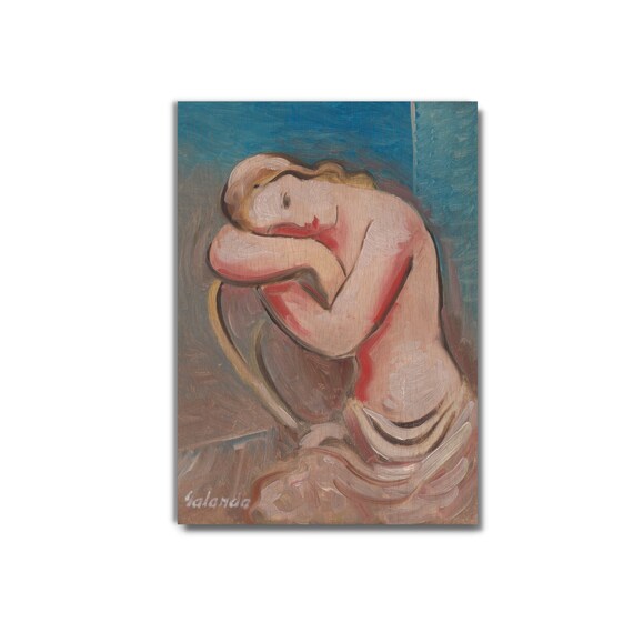Seated Woman Figure in Loose Expressionist Brushwork Modern Poster