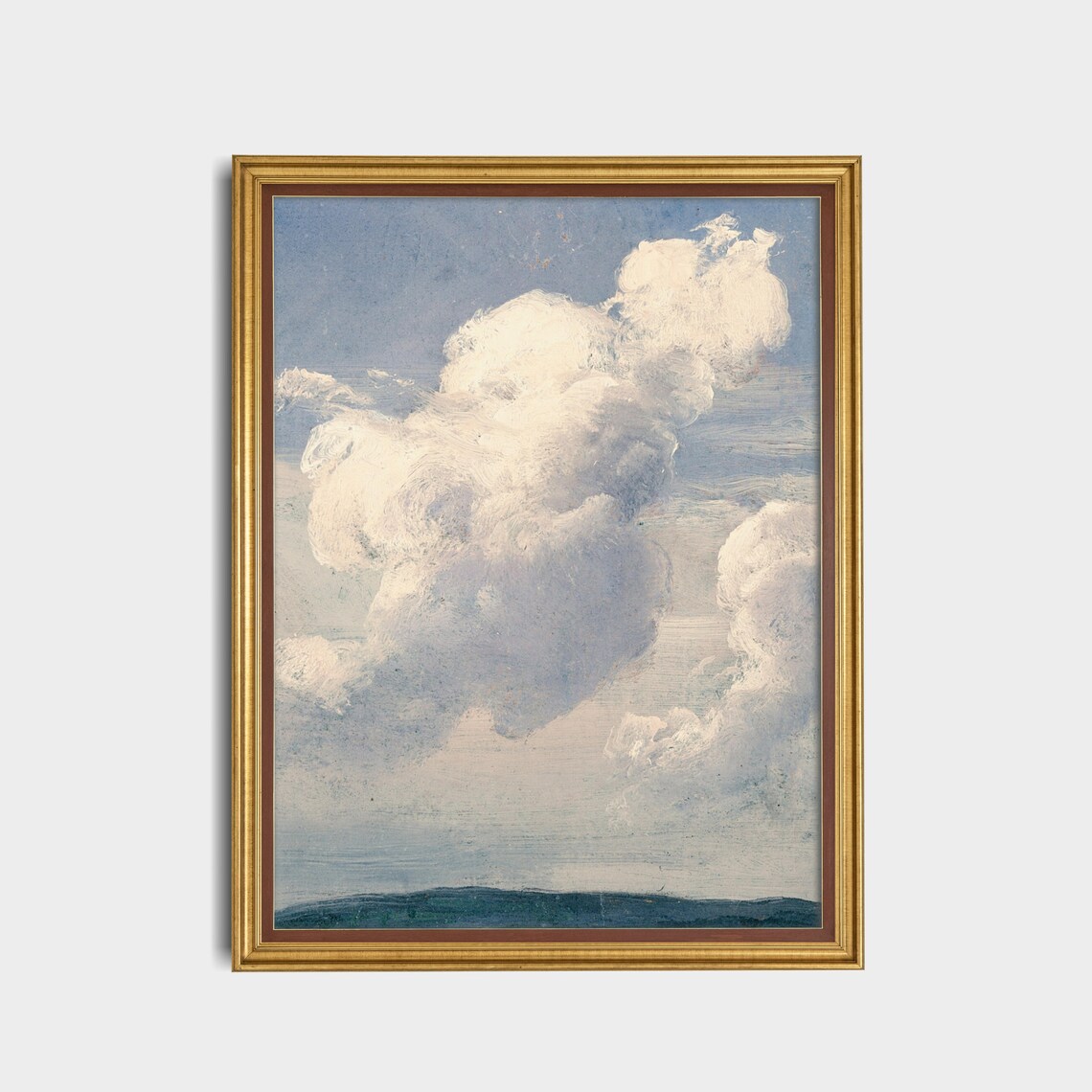 Vintage Cloud Study Oil Painting of Billowing White Clouds Poster - Image 2