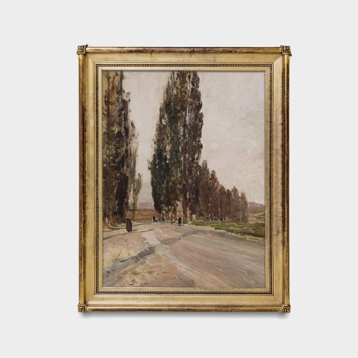 Country Road Lined with Tall Poplars Antique Landscape Poster - Image 4