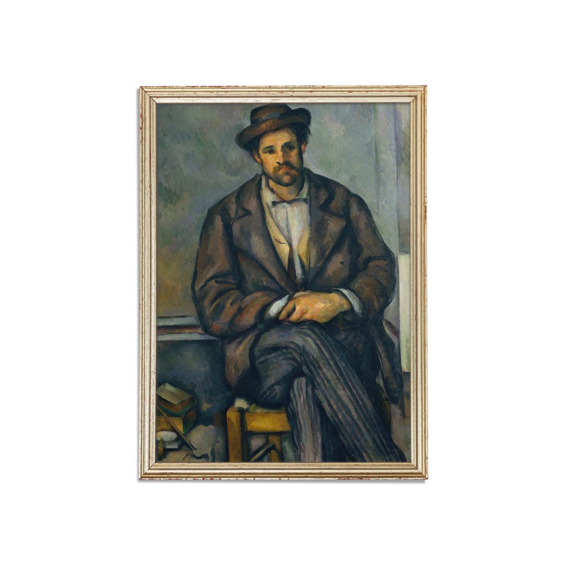 Seated Man in a Hat with Folded Hands Post-Impressionist Poster - Image 3