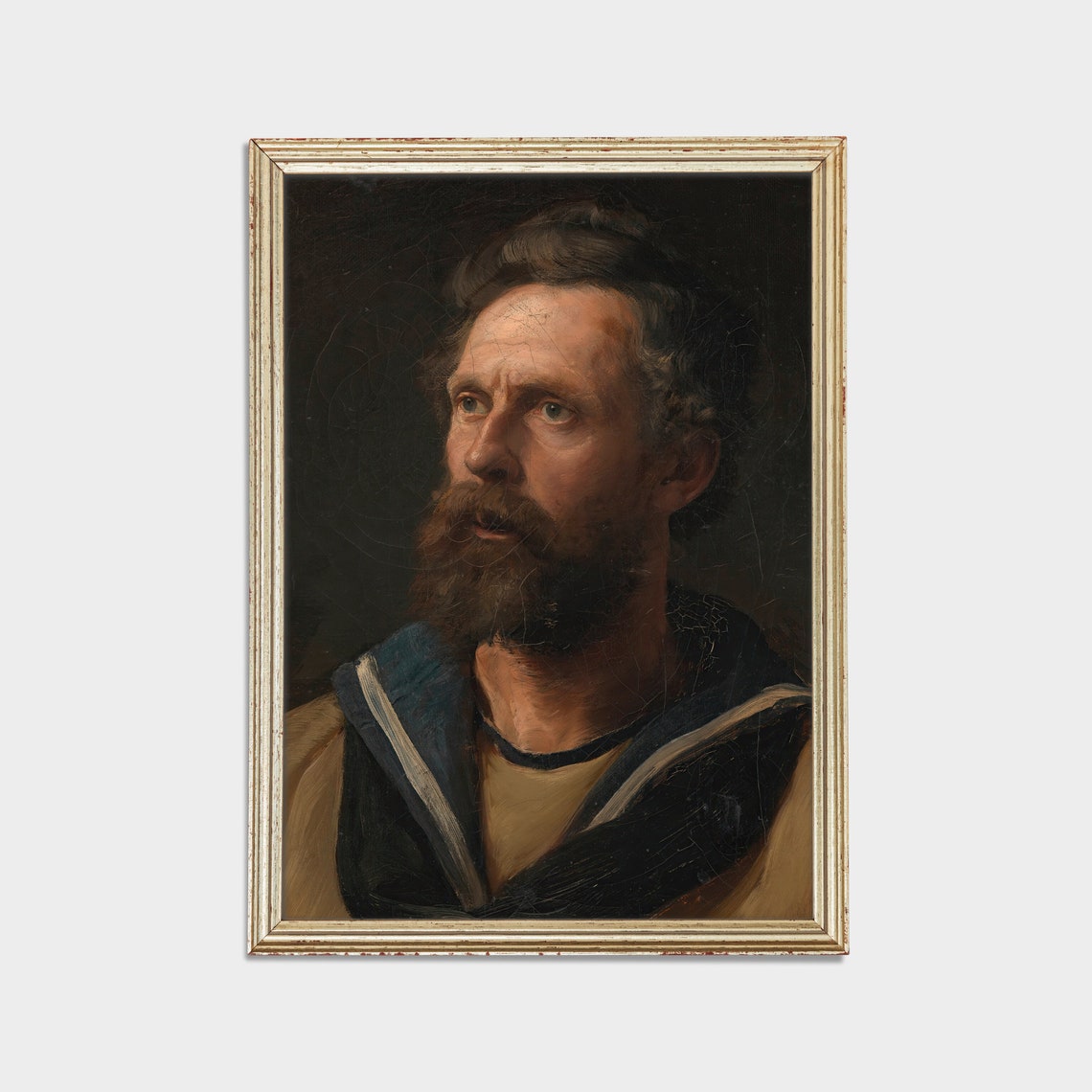 Bearded Sailor In Navy Collar Looking Skyward Antique Portrait Poster - Image 2