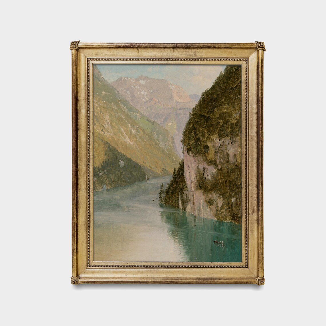 Vintage Mountain Lake Landscape Art Print, Farmhouse Decor - Image 2