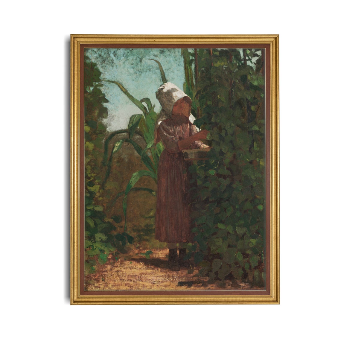 Girl in a Sunbonnet Picking Vegetables Among Corn Stalks Poster - Image 4