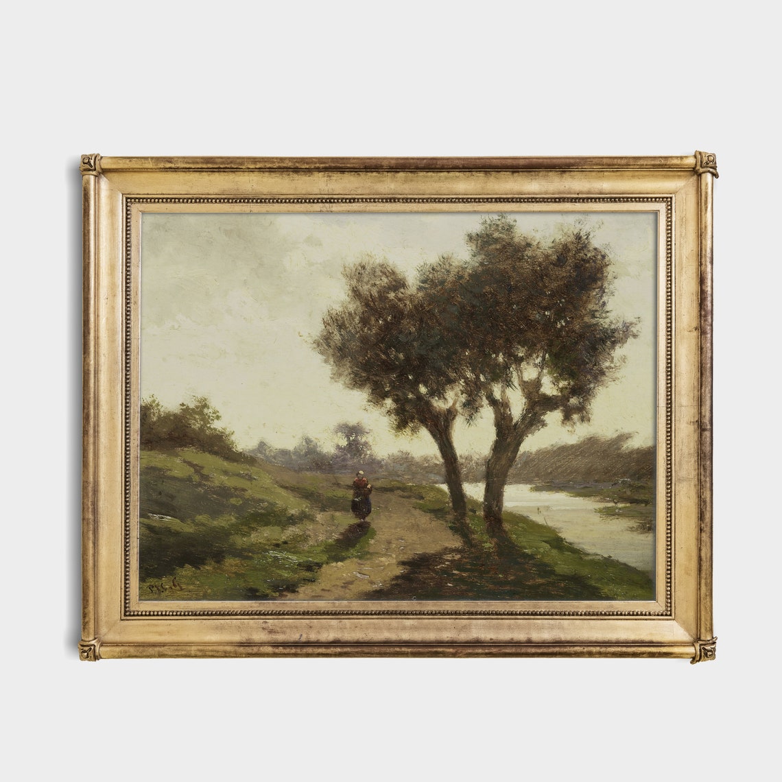 Barbizon Style Riverside Path Landscape Painting Wall Poster - Image 4