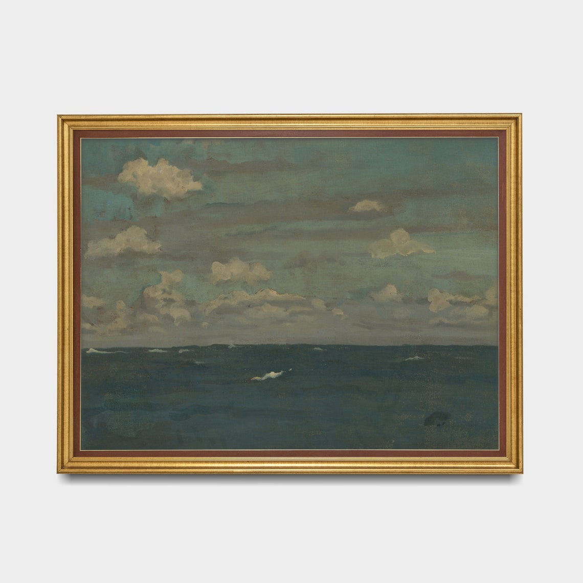 Dark Teal Open Ocean Under Scattered Clouds Moody Marine Poster - Image 3