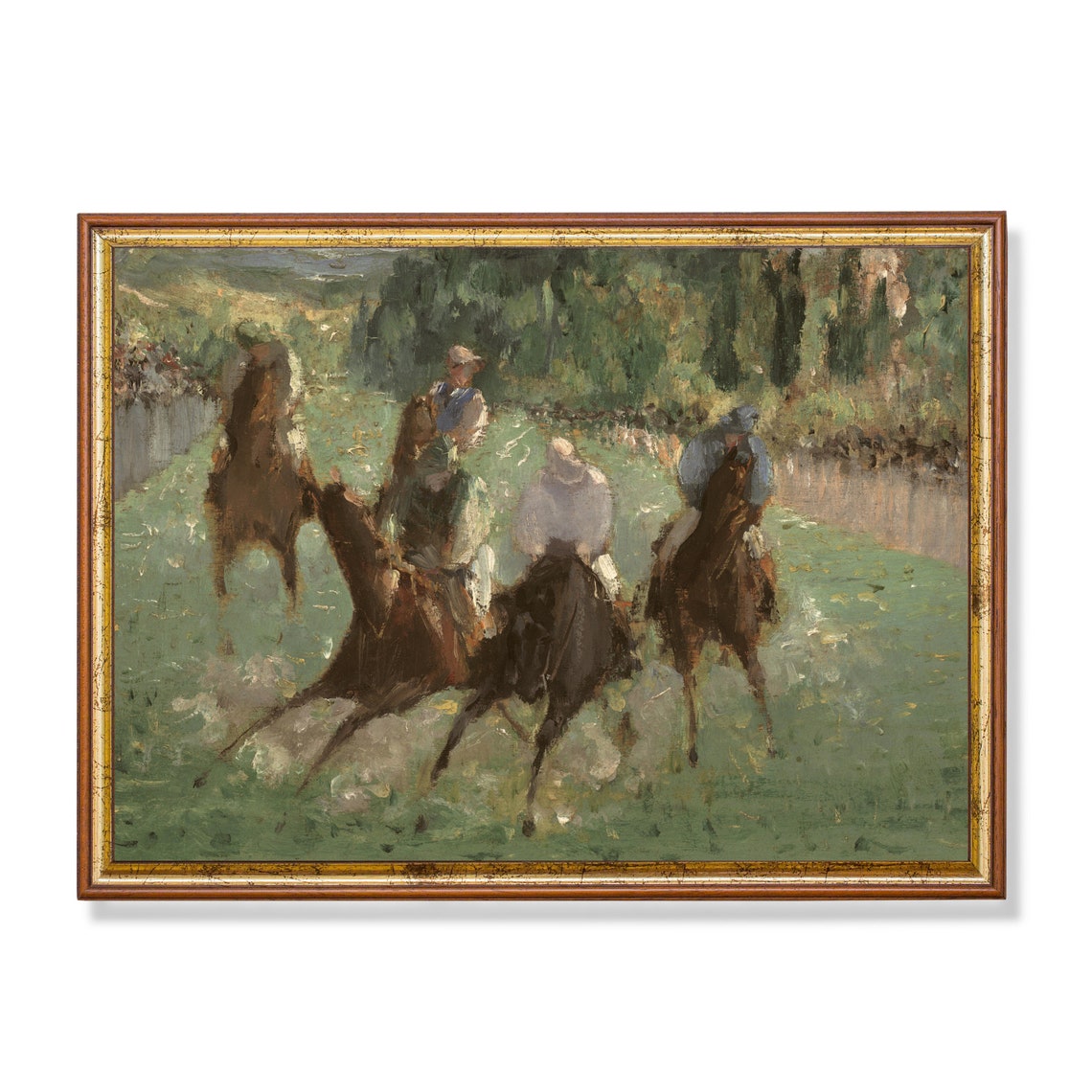 Jockeys Racing Galloping Horses Impressionist Sports Painting Poster