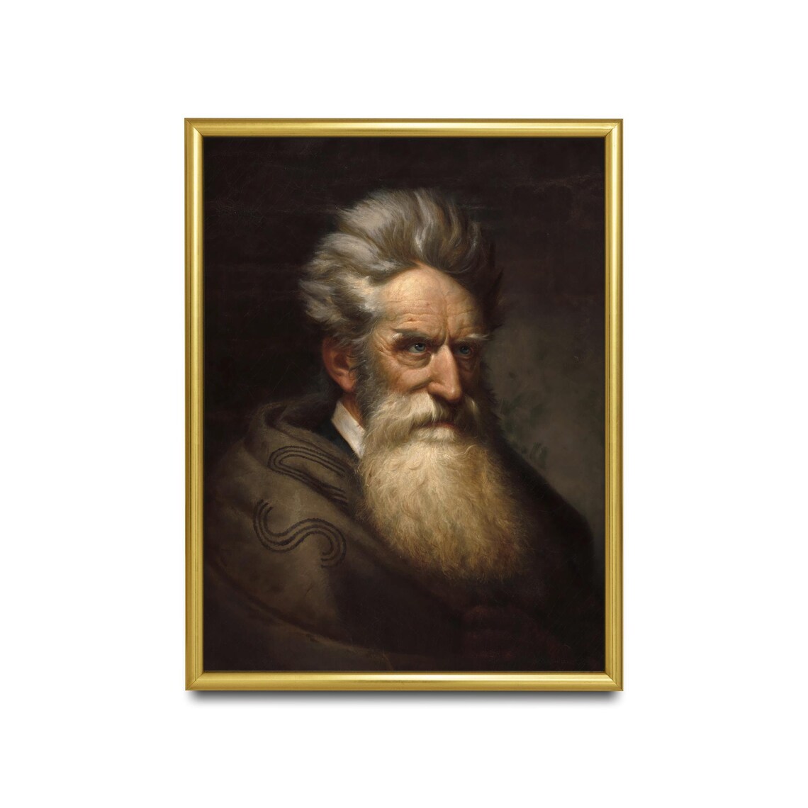 Moody Antique Bearded Old Man Portrait Oil Painting Wall Poster - Image 2