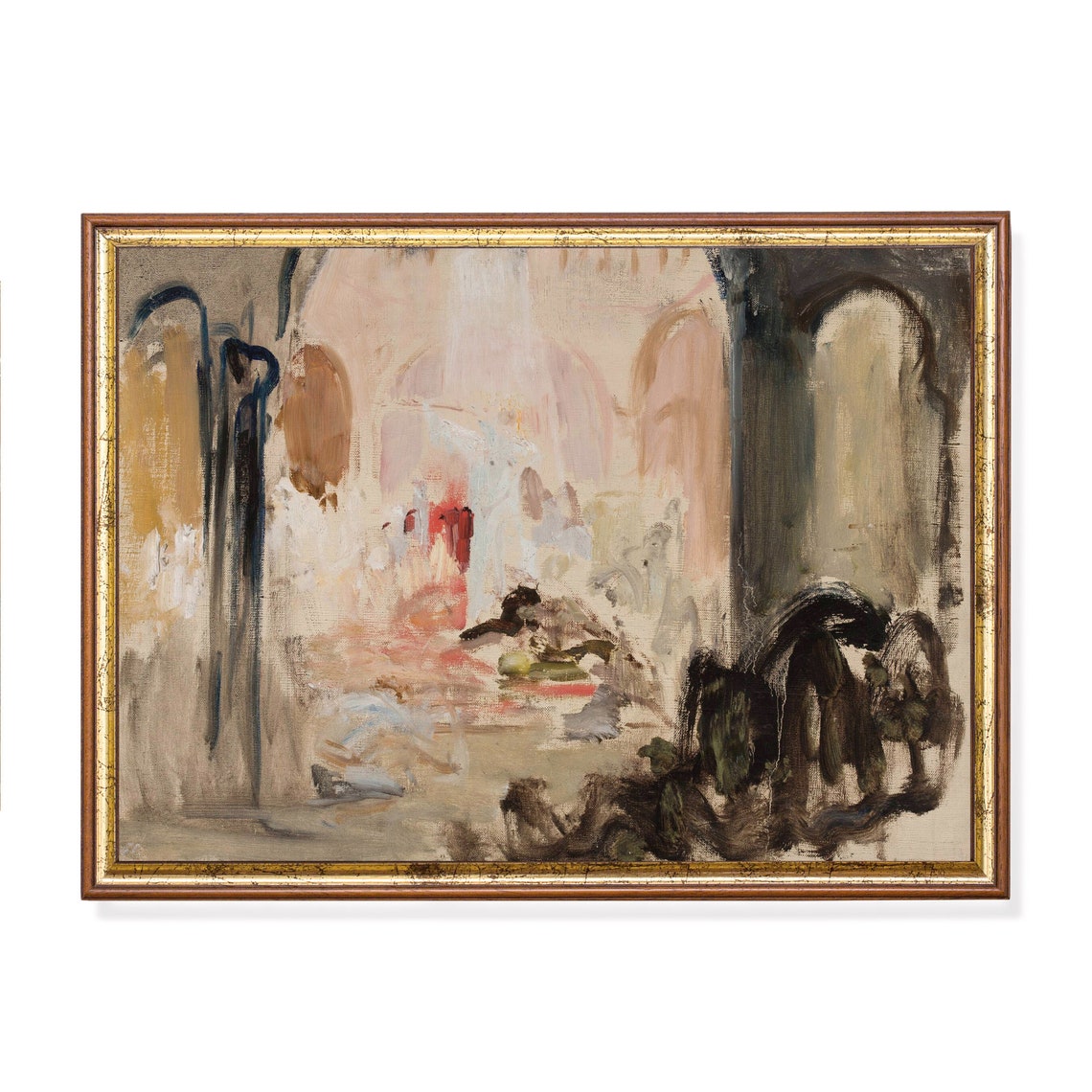 Soft Pastel Cathedral Interior Impressionist Sketch Art Poster