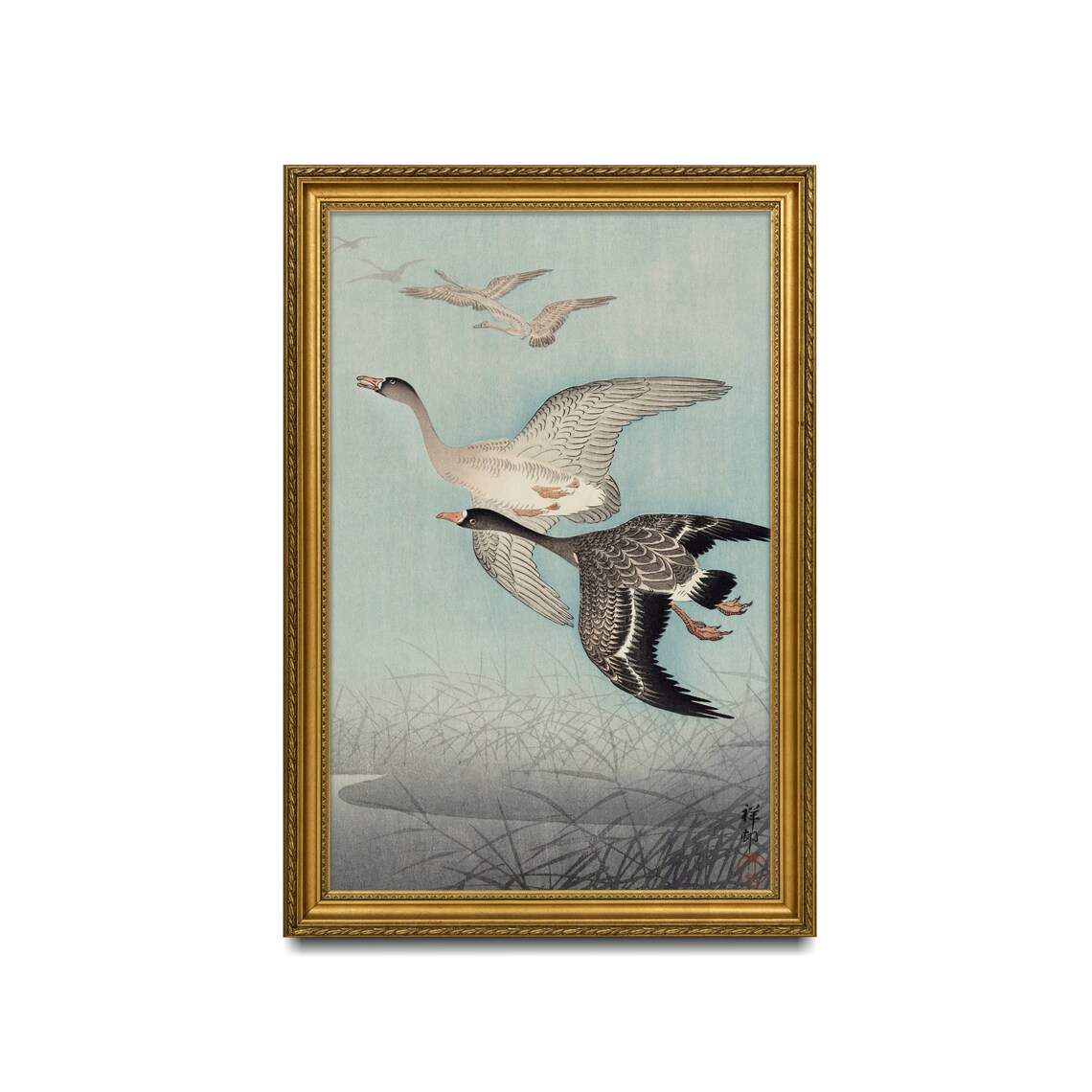Vintage Birds and Flying Geese Asian Art Print - Image 2