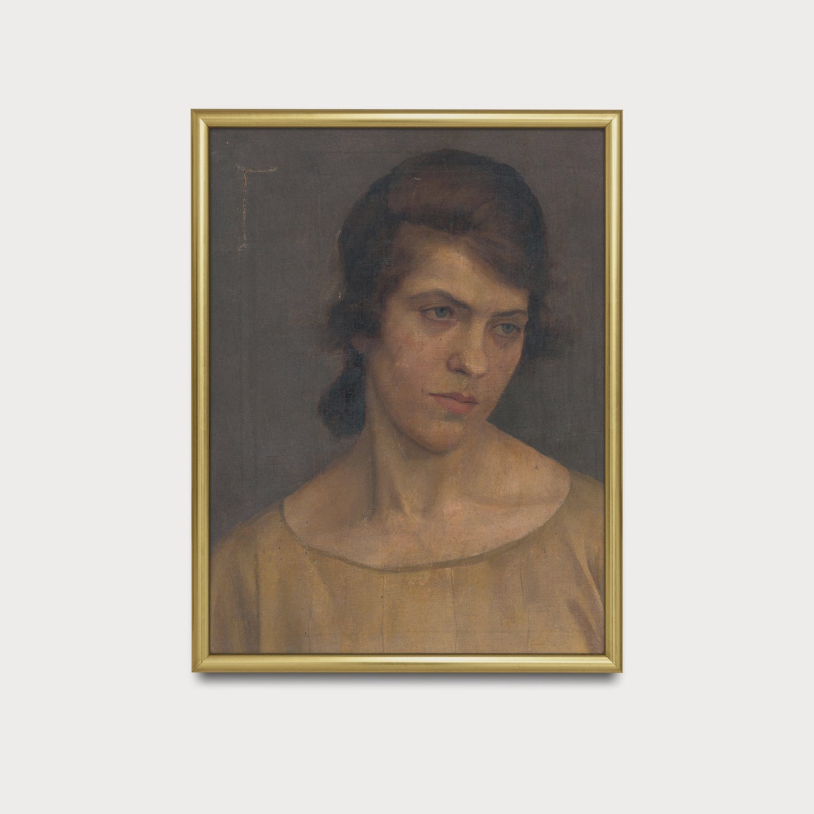 Vintage Portrait Painting Antique Woman Portrait Rustic Oil Painting Wall Art Living Room Fine Art - Image 5