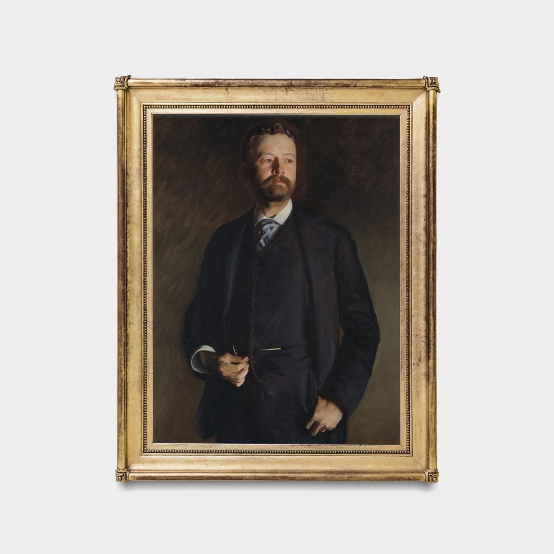 Standing Gentleman with Beard in a Dark Suit Vintage Portrait Poster - Image 5