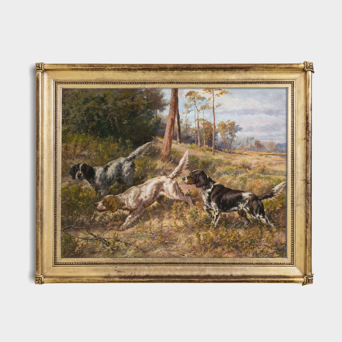 Vintage Dogs Painting, English Setters In Field Art Print - Image 2
