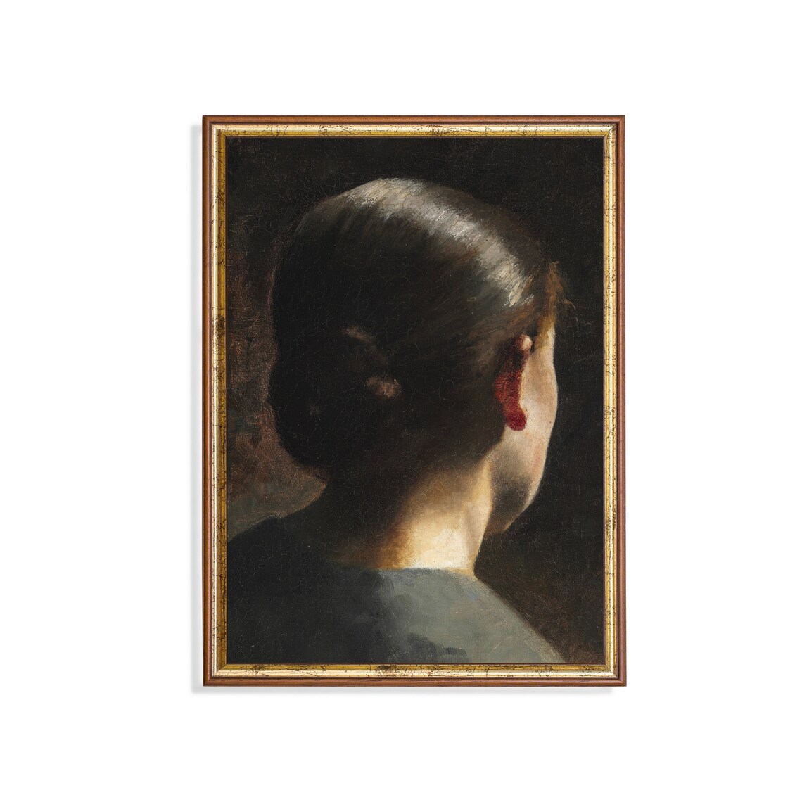 Vintage Woman Portrait, Dark Academia Wall Art Print