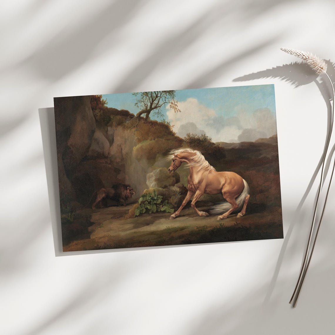 Dramatic Horse Startled By Lion Old Master Animal Painting Poster - Image 4