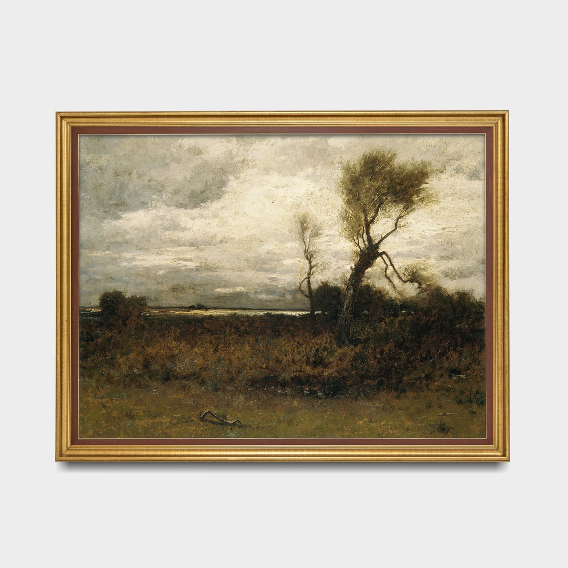 Windswept Moor with a Twisted Tree Under Stormy Skies Poster - Image 3