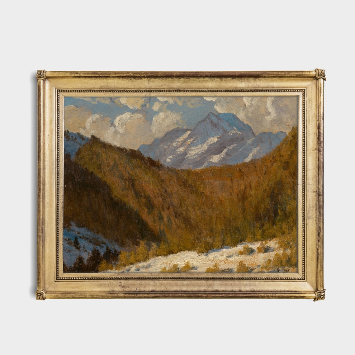 Vintage Winter Landscape Antique Snowy Mountain Print Moody Rustic Fine Art Wall Art Winter Scenes - Image 2