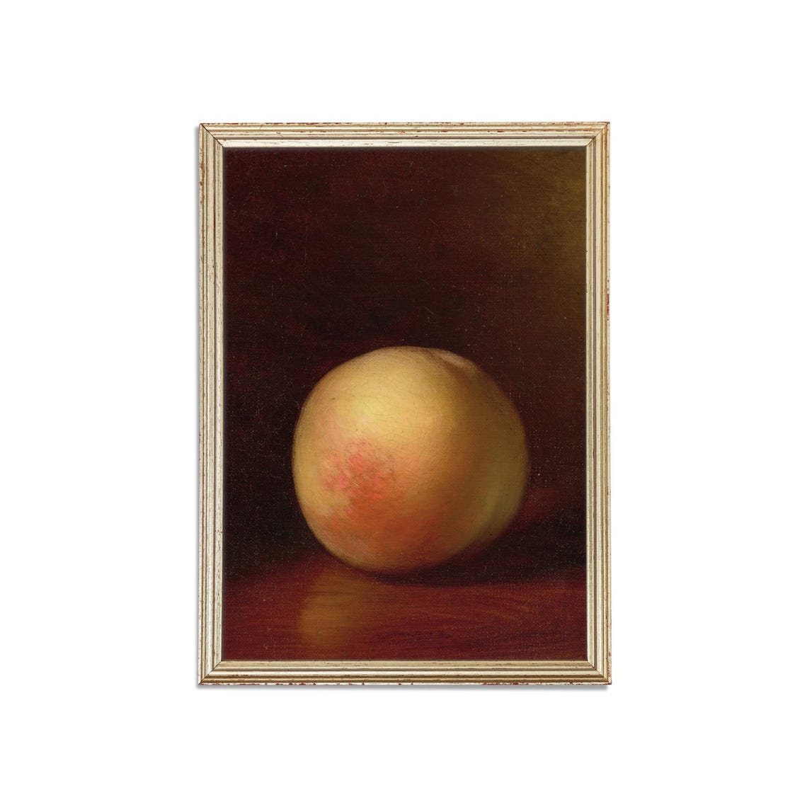 Solitary Ripe Peach on a Dark Umber Background Still Life Poster - Image 3