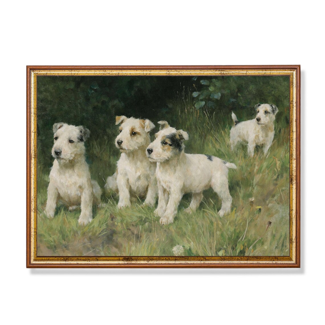 Vintage Dogs Painting Antique Animal Print, Farmhouse Decor
