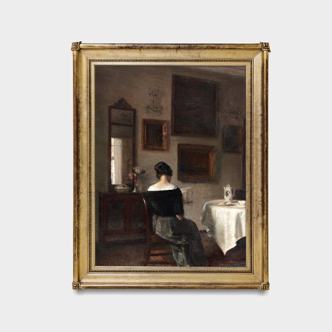 Woman Reading at Breakfast Table, Vintage Portrait Art Print - Image 3