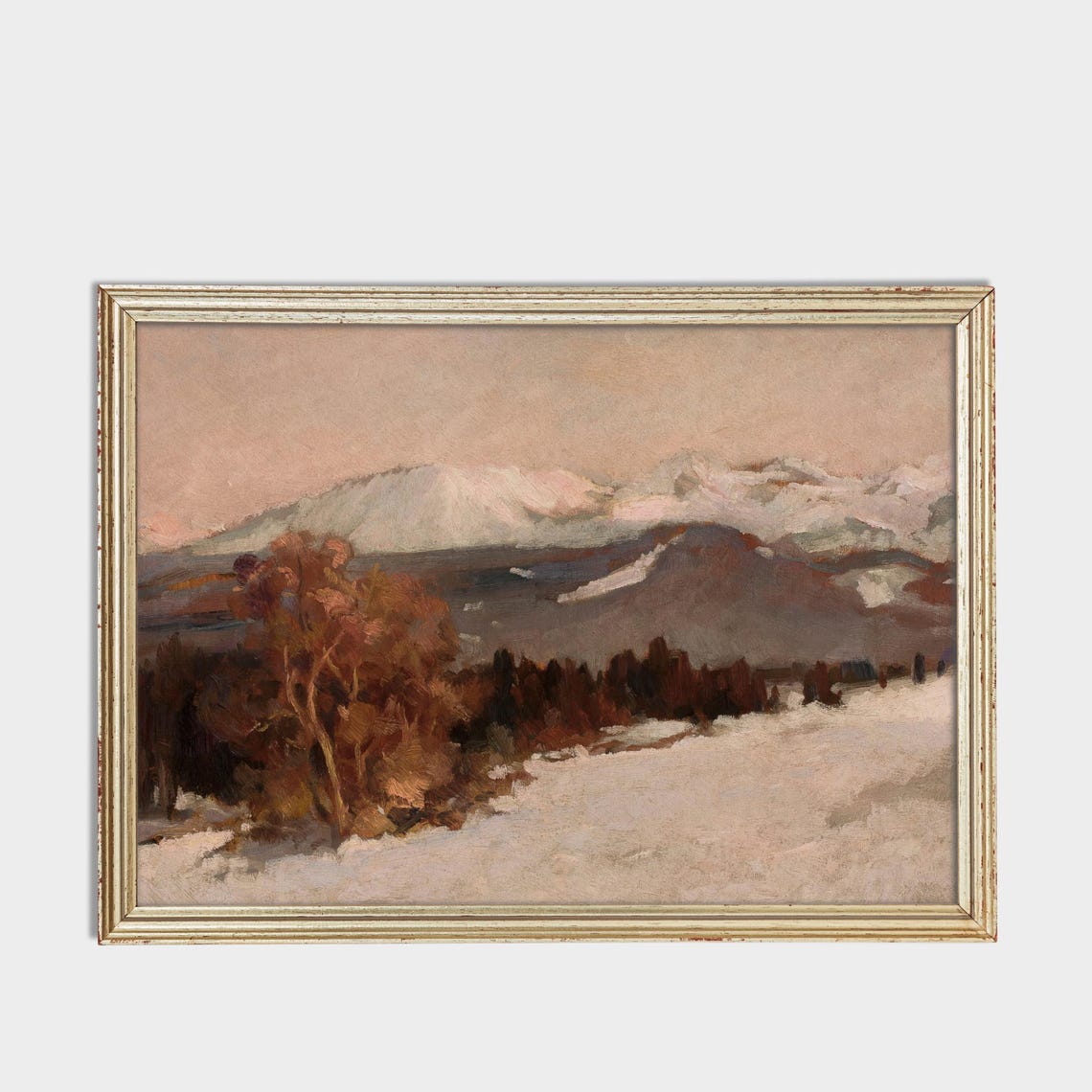 Snow-Capped Peaks at Dusk Pink Alpine Winter Mountain Poster - Image 3