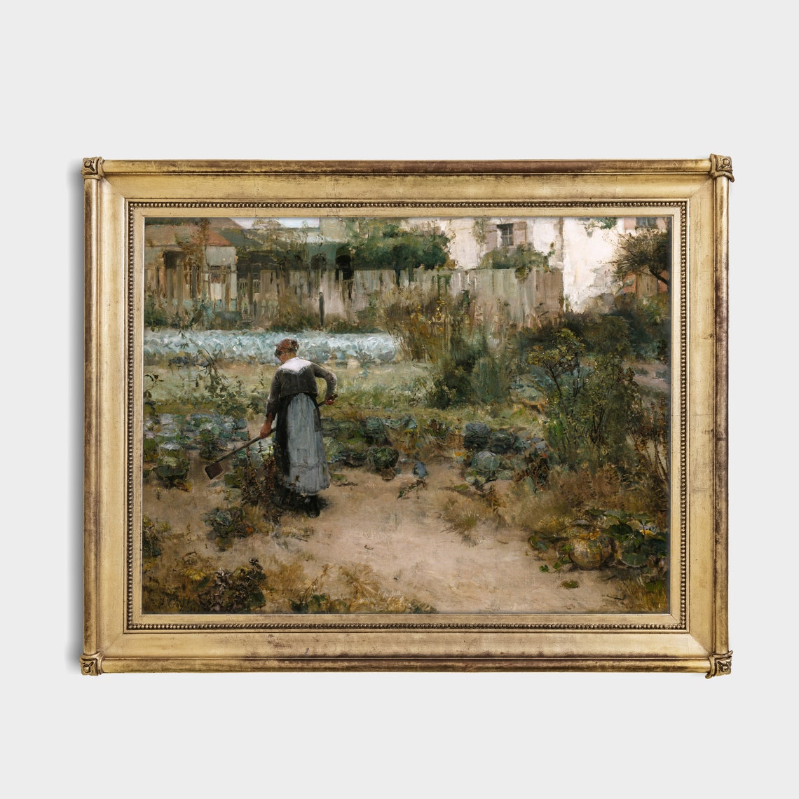 Woman Tending a Vegetable Garden Beside a Rustic Cottage Poster - Image 4