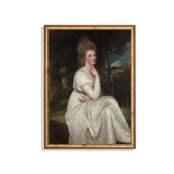 Lady in Flowing White at the Edge of a Dark Wood Portrait Poster
