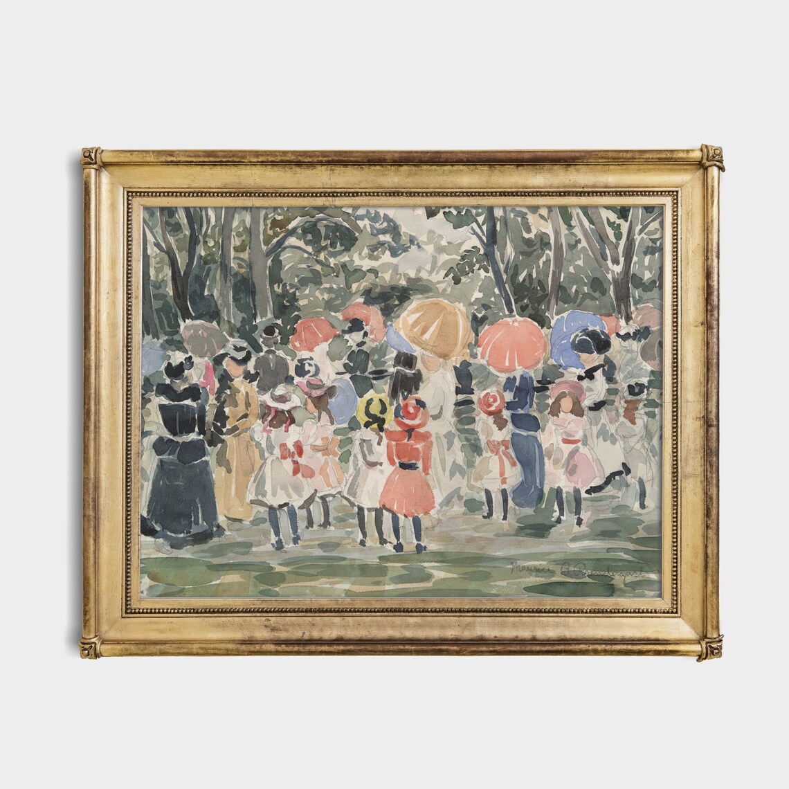 Impressionist Children in the Park Watercolor Painting Scene Poster - Image 4