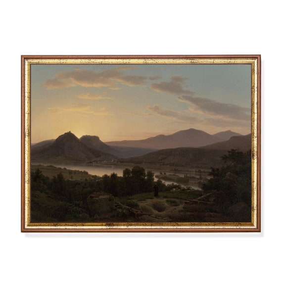 Mailed Print Vintage Landscape Painting Antique Country Landscape Moody Rustic Fine Print Farmhouse Decor Printed And Shipped